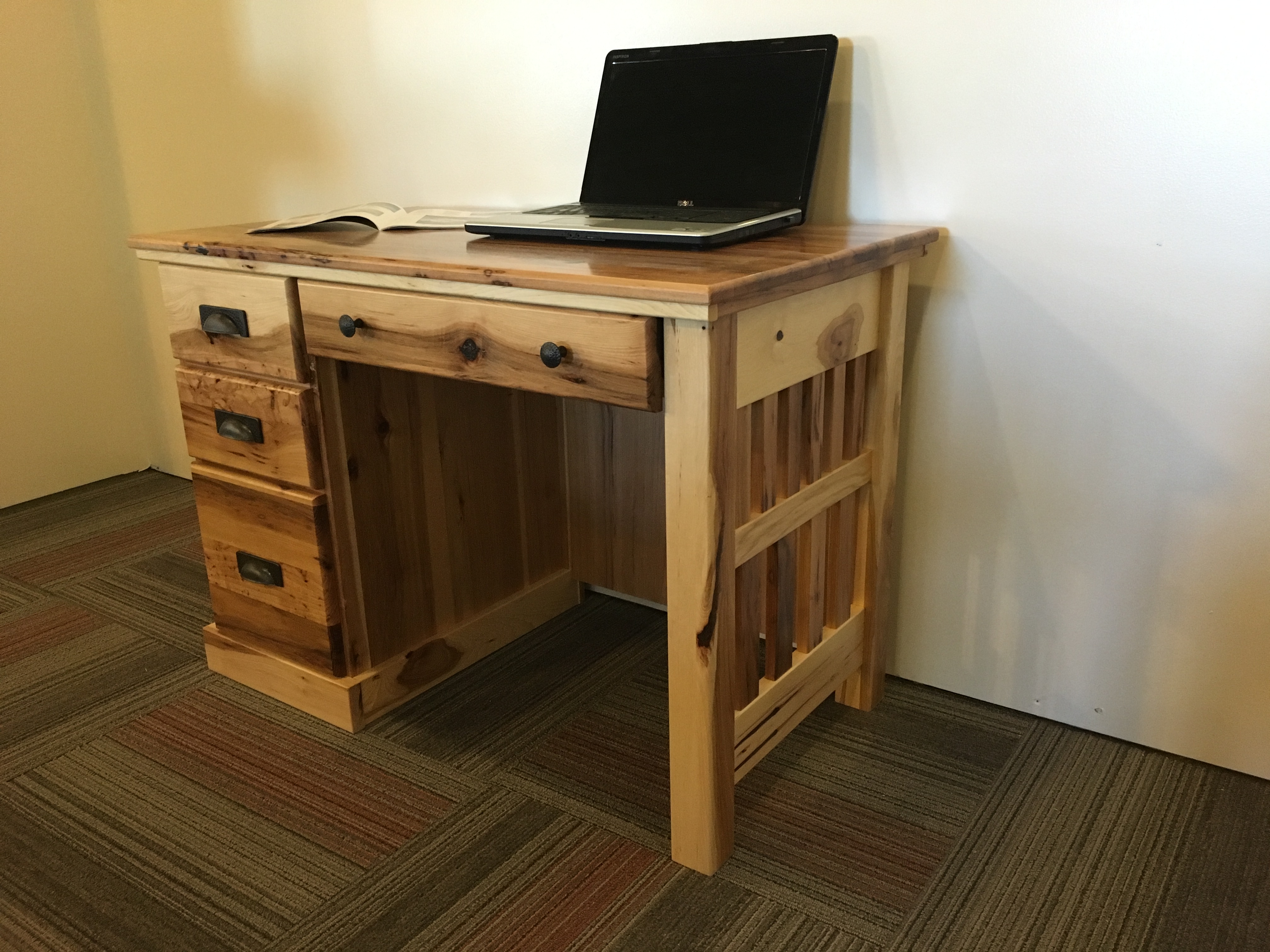 Rustic Hickory Single Bank Mission Desk Wheatstate Wood Design