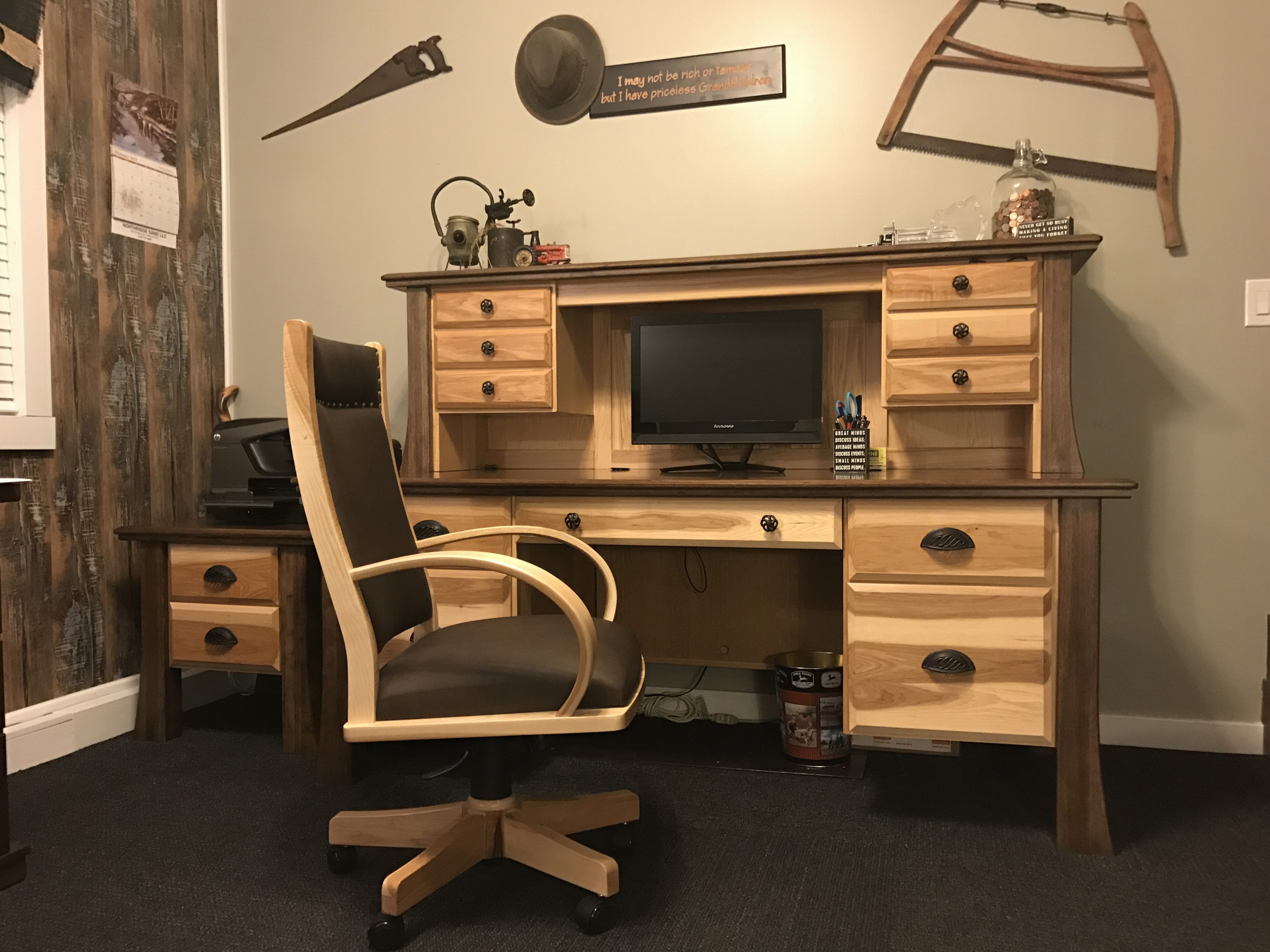 Callico Hickory Computer Desk Wheatstate Wood Design Request More Information