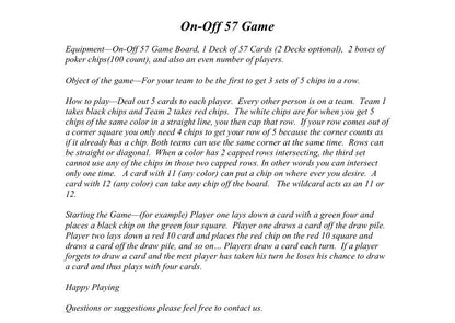 On Off 57 Board Game